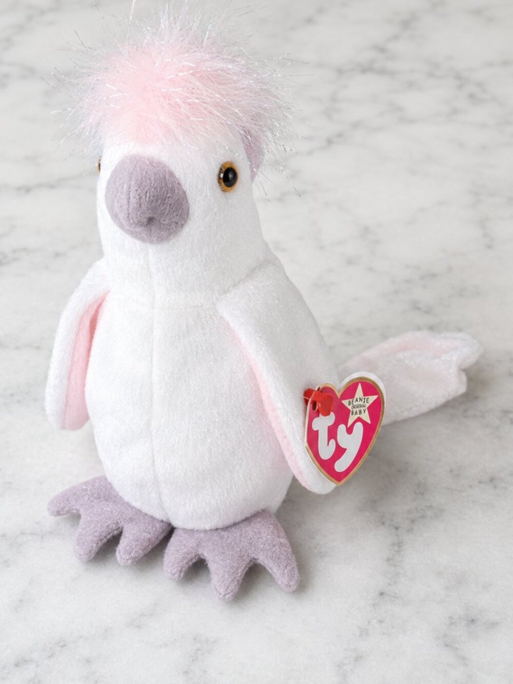 Vintage TY Beanie Baby KuKu Cockatoo Bird 1997 Retired Plush Swing & Tush Tags